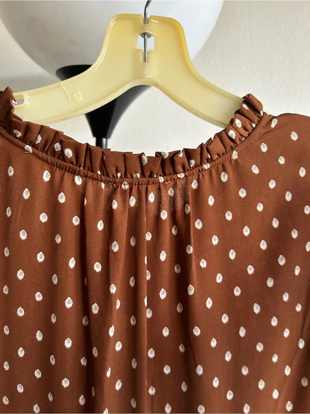 Kori Brown Polka Dot Long Sleeve Tiered Midi Dress